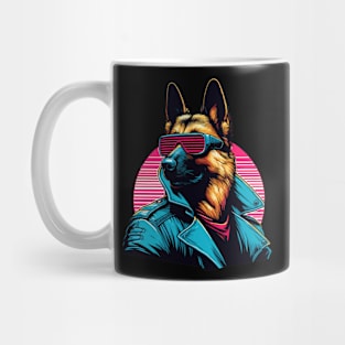 Funny trendy german shepherd cyber retro portrait Mug